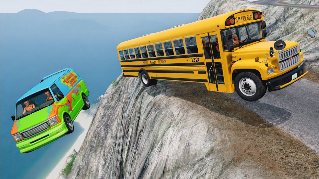 Deadly School Bus On Dangerous Cliff Road 😱💥| BeamNG.drive # 233