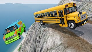 Deadly School Bus On Dangerous Cliff Road 😱💥| BeamNG.drive # 233 screenshot 1