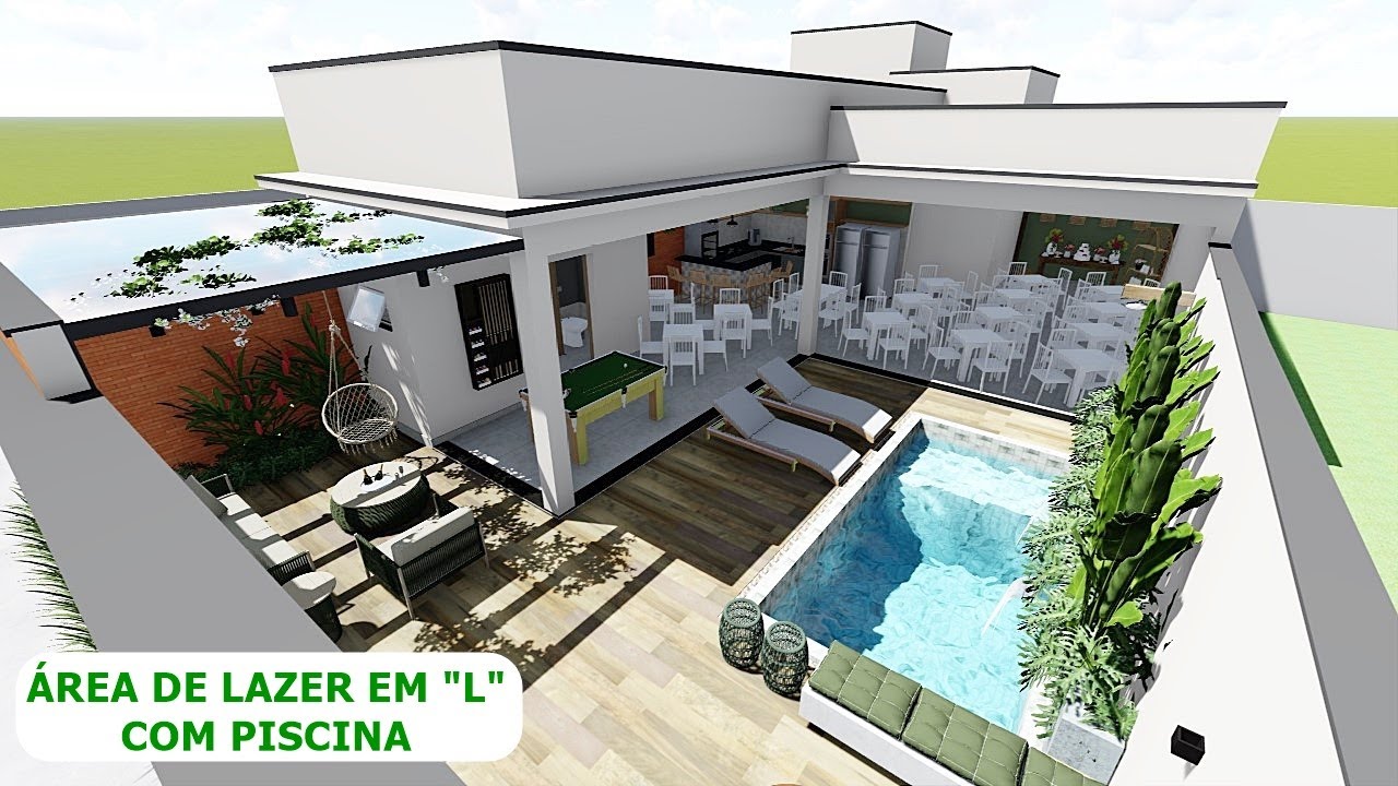 PROJETO DE ÁREA DE LAZER COM PISCINA - YouTube