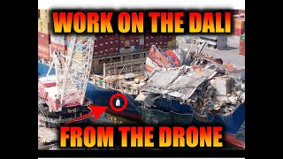Drone at the Dali - Working on the Key Bridge Roadbed on the Bow of the Ship in Baltimore -May 25th