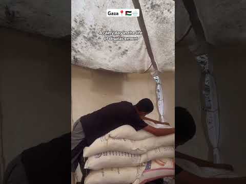 يوم ممطر بالصيف غرق خيام النازحين مابالك بالشتاء غزه Gaza 