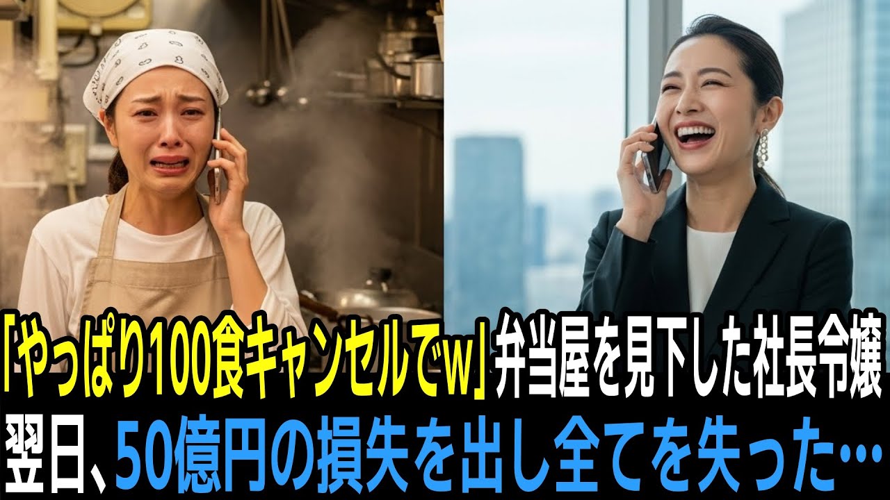 「やっぱりいらないわw」弁当100食をキャンセルし私を見下した元同級生の社長令嬢──翌朝、会社に50億円の損失が発覚し彼女は全てを失った