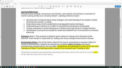 FYS 1010 #037 Syllabus Video