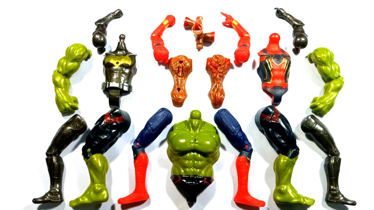 Batman Hulk smash Spider-Man Monster siren head assemble toys video 