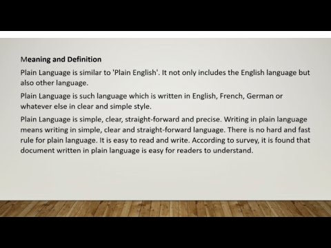 Meaning and definition of plain language #plainlanguage - YouTube