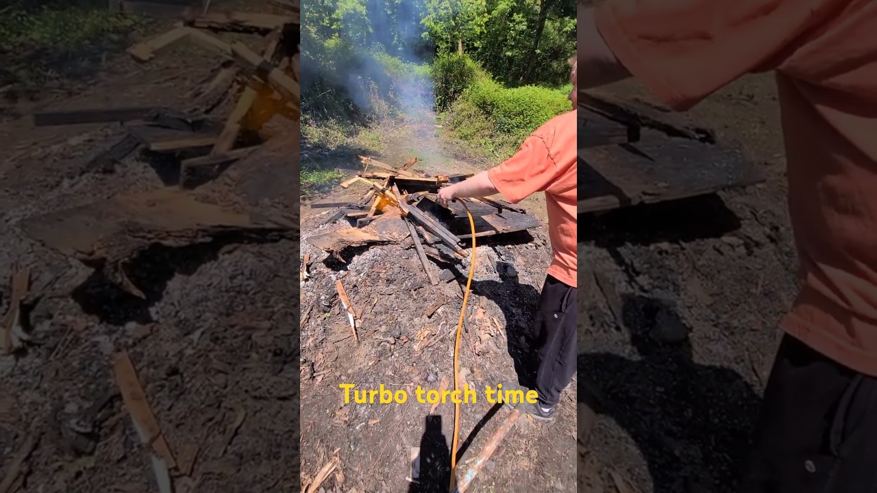 My son trying out the turbo torch for the first time.