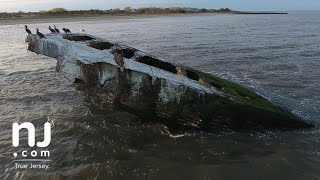The wreck of the S.S. Atlantus slowly fading into Delaware Bay