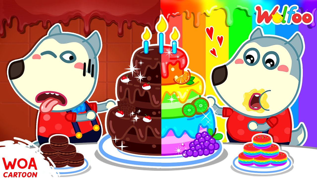 Bánh Sinh Nhật Sô Cô La Hay Cầu Vồng ? | Hoạt hình hài hước 🐺 Hoạt Hình Wolfoo Tiếng Việt