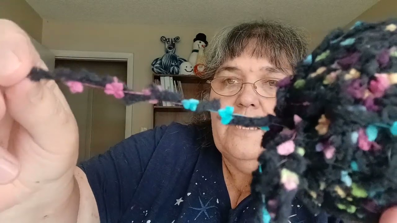 Going through totes from storage.  Bag of fun fur /other yarn