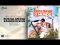 Travel agency creative social media post and square flyer design  photoshop tutorial