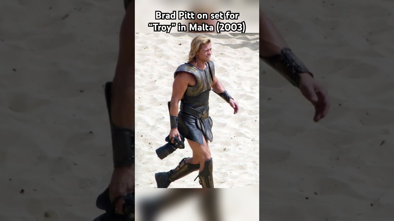 Brad Pitt on set for “Troy” in Malta (2003) 