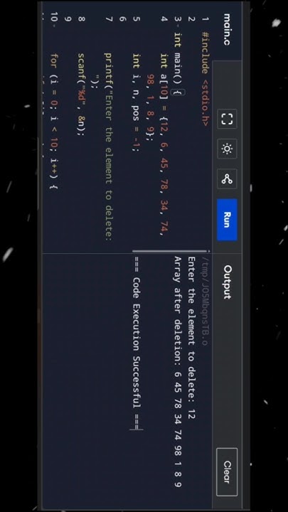 Delete an element from array in C #shorts #array #dsa #delete # ...