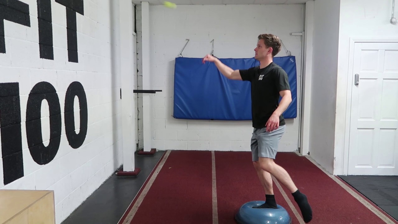 Single Leg Balance On Bosu Ball With Ball Toss YouTube