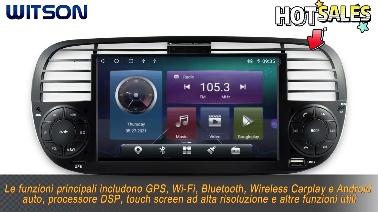 Autoradio Fiat 500 Android 10 2+16gb DSP incluso - Witson - Installazione 