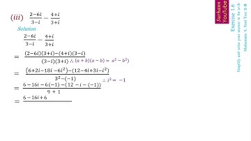 Exercise 1.6 Q 2 | #maths 9 #simplify writing answer in form of #a+ib | #sindh_text_book_board