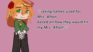 Rating names used to call mrs. Afton based on how they'd suit my mrs. afton cr: @angsty.axe__906