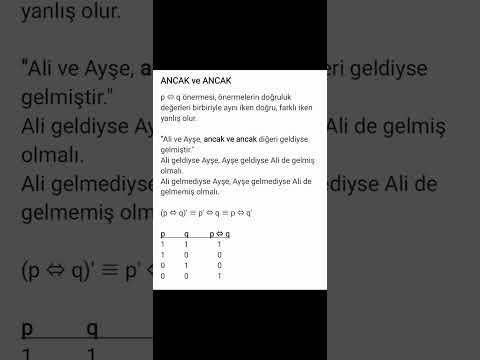 Bileşik Önerme: 'ANCAK