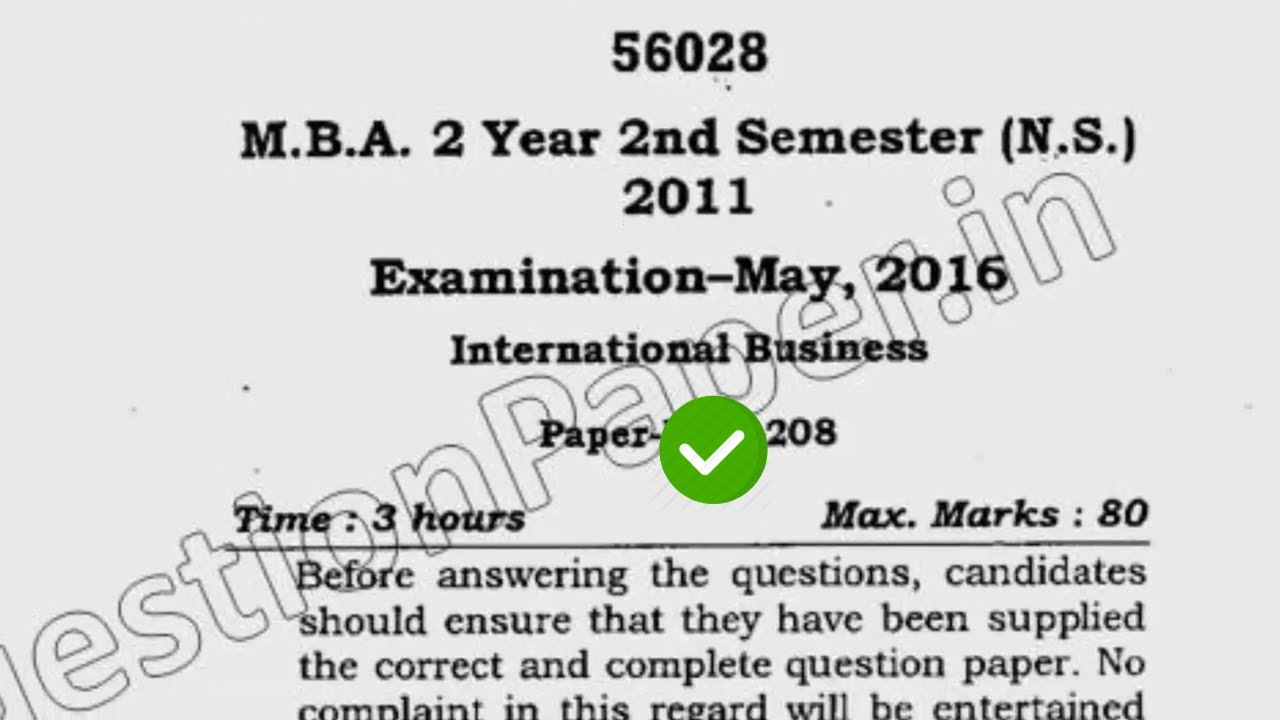 2016 Mdu MBA 2nd Sem Internetional Business Question Paper - YouTube