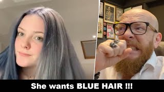 They wanne have BLUE HAIR. -Hairdresser reacts to a hair fail #hair #beauty