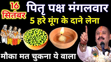 16 सितंबर पितृपक्ष मंगलवार दशमी को 5 हरे मूंग के दाने वाला उपाय जरुर करे || Pradeep Ji Mishra 