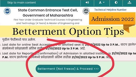 How to apply for Betterment and No Freeze MHT CET Cap Round 1