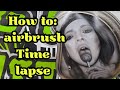 How to airbrush: Time lapse, sucker girl helmet pt. 2