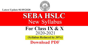 SEBA HSLC New Syllabus For Class 9 and 10 (Session 2020-2021) II Download PDF II Janibor Mon