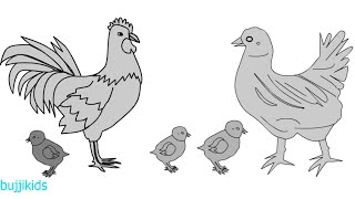 How to Draw Chicken for Kids | Hen Drawing for Kids | Chicks Drawing Video