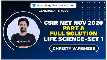 CSIR NET Nov 2020 | Part A | Full Solution | Life Science-Set 1 | Christy Varghese