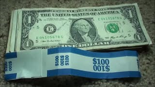 OLD U.S. BANKNOTES FOUND searching one dollar bills $1 CURRENCY STRAP HUNTING