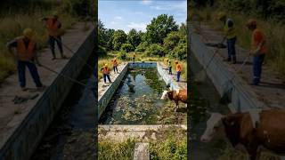 Amazing Pool Cleaning Transformation | Before & After#cartoon #stisfying #shortvideo