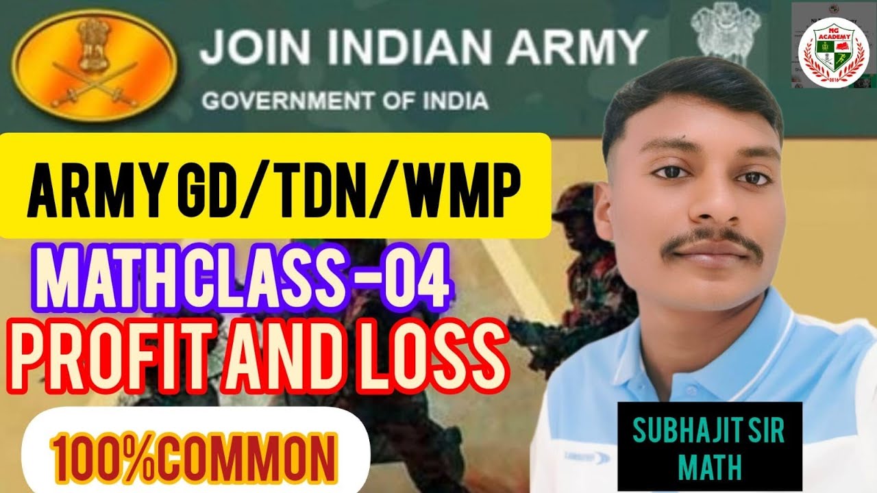 Army Mph Math ARMY GD/TDN/WMP4th MATH CLASS ( PROFIT AND LOSS) PART-1..... - YouTube