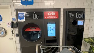 ♻️ Recycling beer cans PET plastic bottles automatically in a self sorting machine. Money back. 💰💵