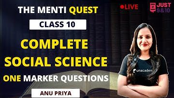 The Menti Quest | Complete Social Science 1 Marker Questions | Just 9th & 10th | Anu Priya