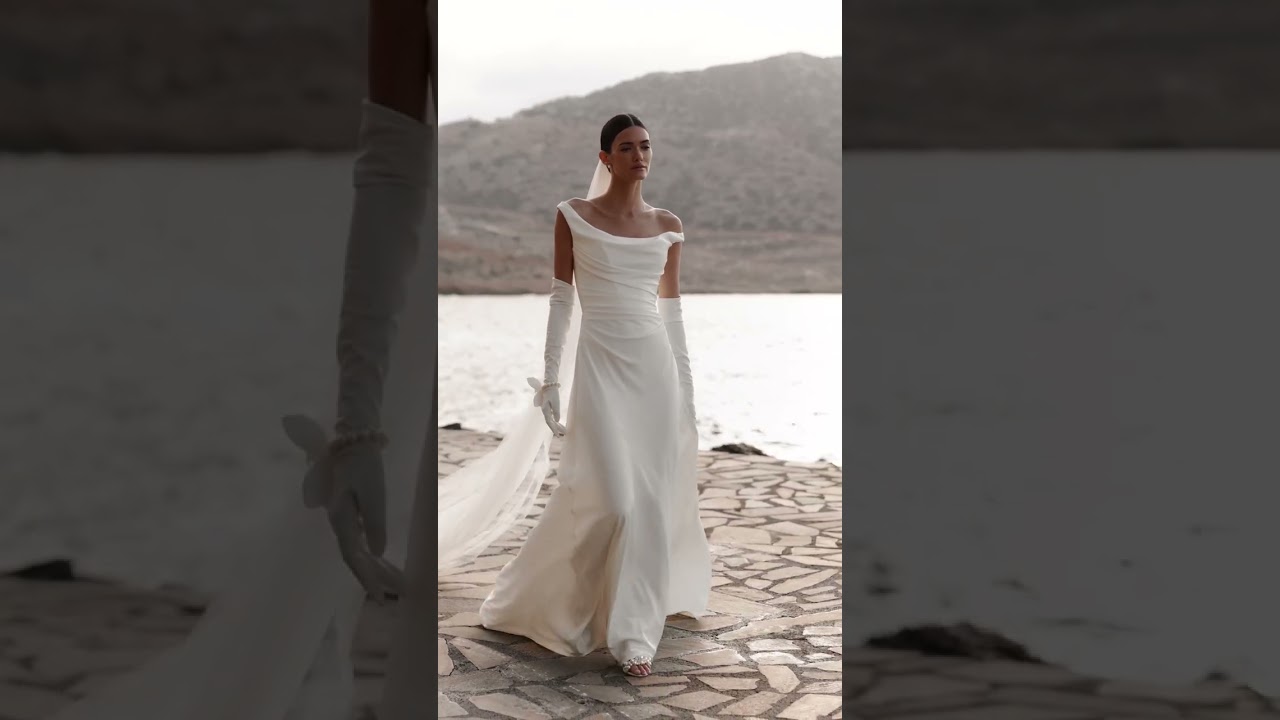 Ilenia – Italian Satin A-Line Wedding Gown with Cowl Neckline | Milla Nova Chicago