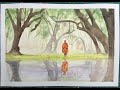 Buddhist Monk in Watercolour