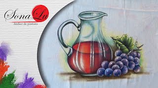 Jarra com Vinho em Tecido – Sonalupinturas