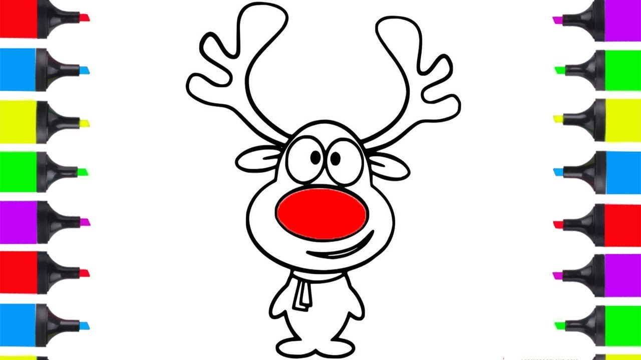 Uncategorized How To Draw Kids Stuff how to draw rudolf easy coloring pages for kids learn christmas stuff