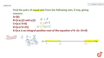 Find the pairs of equal sets from the following sets, if any, giving    reasons:  ltmath gt  l