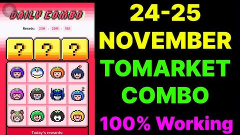 Tomarket Daily Combo 24 & 25 November | Tomarket Daily Combo Today | New Update To Market |