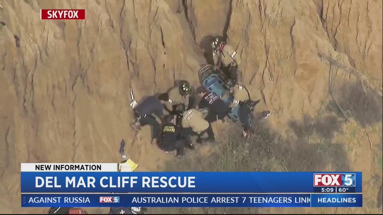 One person rescued after falling down Del Mar cliff - YouTube