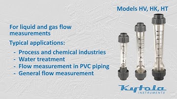 Kytola variable area flow meter models HK, HV and HT for water and air.