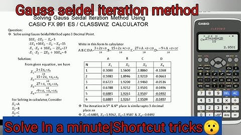 Gauss seidel method using calculator|Shortcut tricks