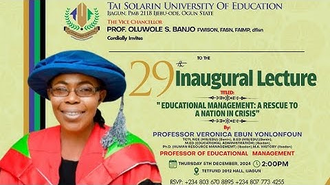 TASUED 29TH INAUGURAL LECTURE - PROF. VERONICA EBUN YONLONFOUN