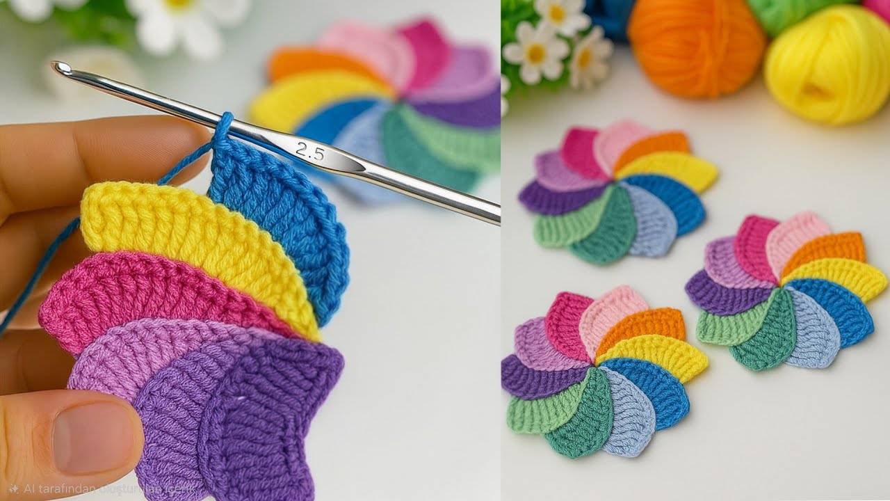 🧶 Make & Sell! Easy Crochet Pinwheel Flower Coaster 🌸