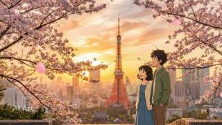 Famous Tokyo Tower Sakura Sunset 🌇🌸 Golden Hour Japan View | Relaxing City Scenery Profile