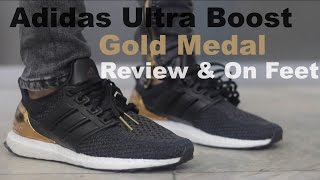 ultra boost gold medal on feet