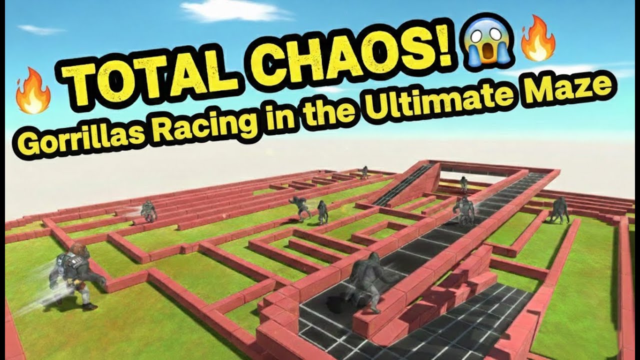 TOTAL CHAOS! 😱 Gorillas Racing in the Ultimate Maze