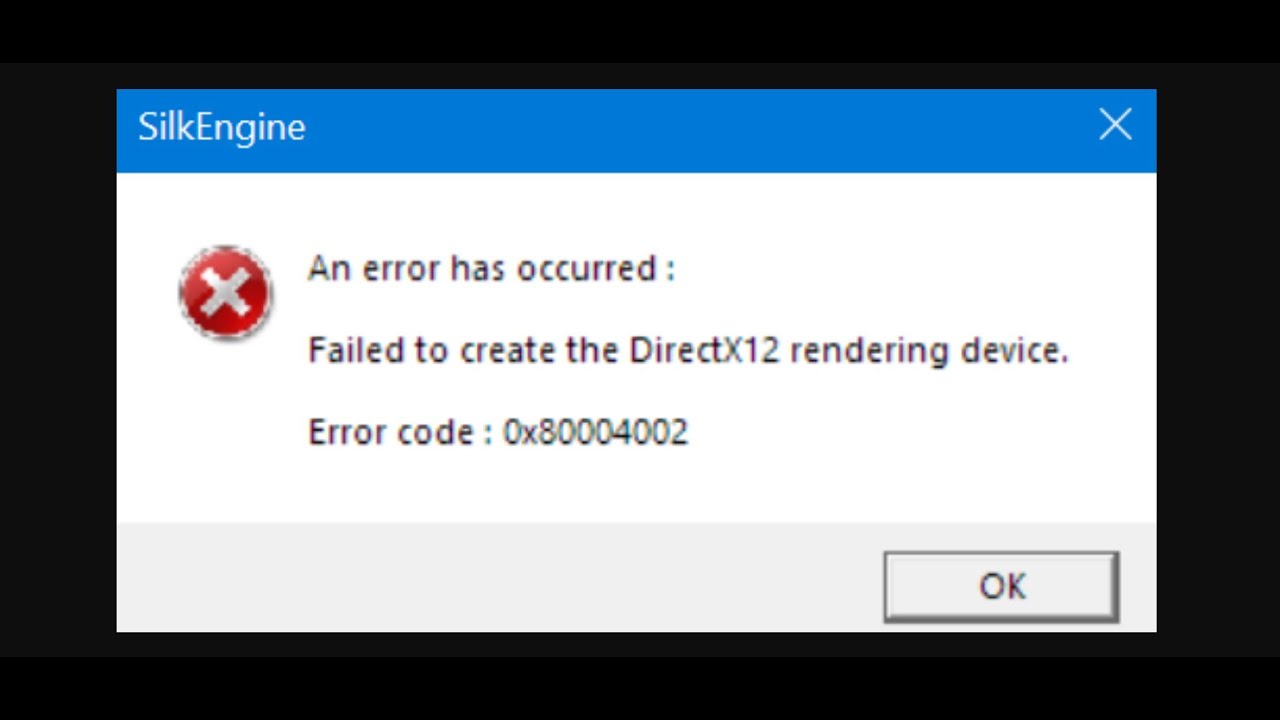 Failed to initialize DIRECTX 12 Graphics Drivers May require an update. Err failed https