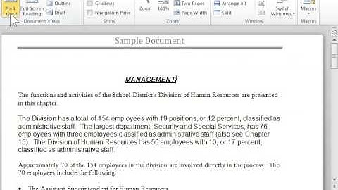 View the Header and Footer by Changing to Print Layout View - Word 2010